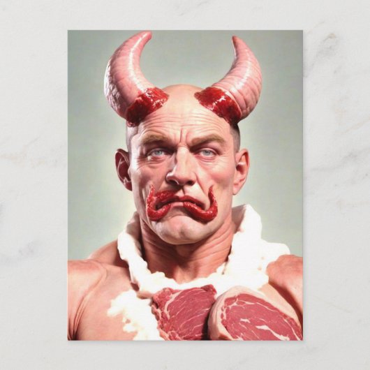 Raar Gehoornd Meat Man Briefkaart (Voorkant)