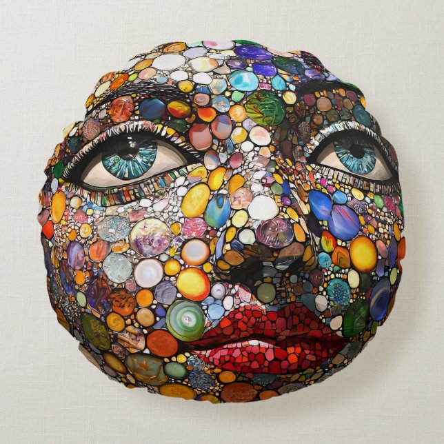 Raar gezichtskussen rond kussen (Voorkant)