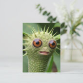 Raar grappig groen wezen briefkaart (Staand voorkant)