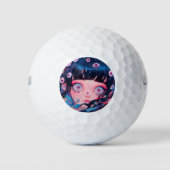 Raar griezelig schattig anime meisje golfballen (Voorkant)
