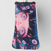Raar griezelig schattig anime meisje golfheadcover (Draai 90)