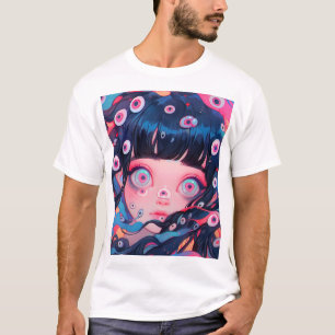 Raar griezelig schattig anime meisje t-shirt