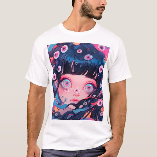 Raar griezelig schattig anime meisje t-shirt (Voorkant)