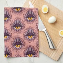 Raar grillig spookachtig oog theedoek