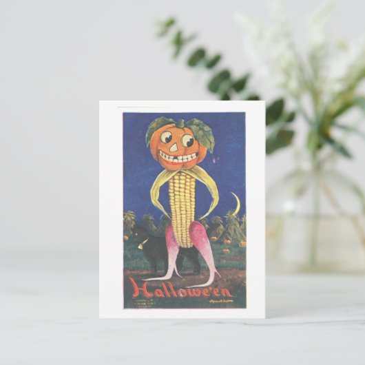 Raar  Groente Jack-o-Lantern Briefkaart (Staand voorkant)