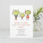 Raar is een goede familie verhuisaankondiging Kaar Kaart (Staand voorkant)