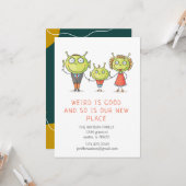 Raar is een goede familie verhuisaankondiging Kaar Kaart (Voorkant / Achterkant in situ)