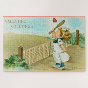 Raar Kitsch Tennis Valentijnskaart, circa 1915 Legpuzzel