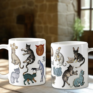 Raar lelijke middeleeuwse katten koffiemok