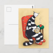 Raar lezen kat kunst briefkaart (Voorkant / Achterkant)