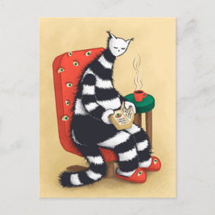 Raar lezen kat kunst briefkaart