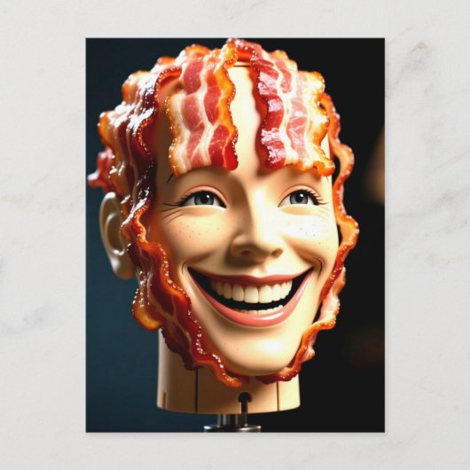 Raar Mannequin Hoofd met Bacon Briefkaart (Voorkant)