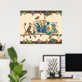 RAAR MIDDELEEUWS BESTIARIUM JAGER KAT, VOGEL, VALK POSTER (Thuiskantoor)