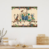 RAAR MIDDELEEUWS BESTIARIUM JAGER KAT, VOGEL, VALK POSTER (Keuken)