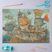 Raar onder het Zee Cartoon Kinder collage decoupag Tissuepapier (Craft)