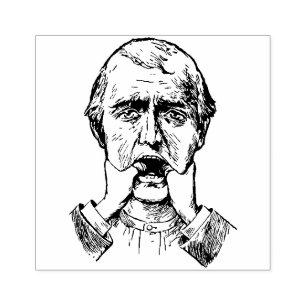 Raar ontwrichte kaak man raar bizar rubberstempel