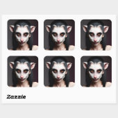 Raar Opossum Meisje Vierkante Sticker (Vel)