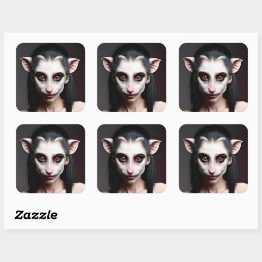 Raar Opossum Meisje Vierkante Sticker (Vel)