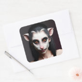 Raar Opossum Meisje Vierkante Sticker (Envelop)