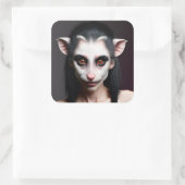 Raar Opossum Meisje Vierkante Sticker (Tas)