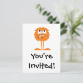 raar oranje furry monster kaart (Staand voorkant)