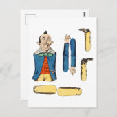 Raar oud man geleed papier pop uitgesneden briefkaart (Voorkant / Achterkant)