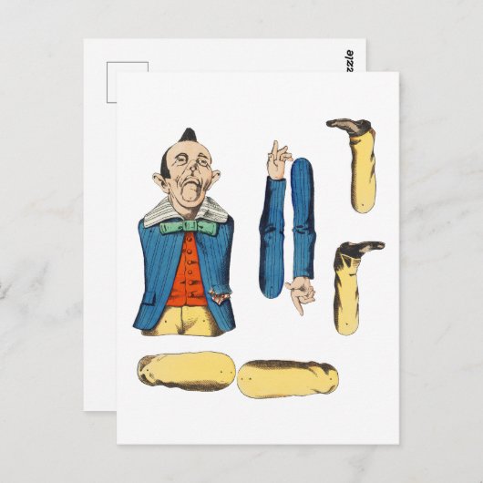 Raar oud man geleed papier pop uitgesneden briefkaart (Voorkant / Achterkant)