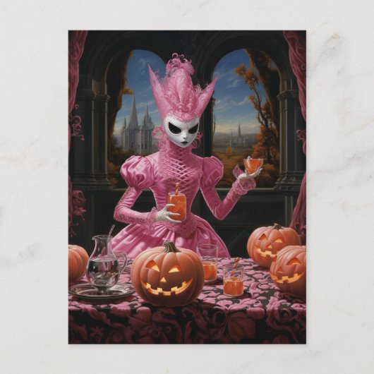 Raar roze Halloween Person Briefkaart (Voorkant)