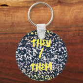 Raar Schattig Retro Boho Bloemige Pangender Pride Sleutelhanger (Voorkant)