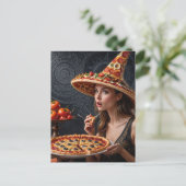 Raar Surreal Meisje met een Pizza Pet Briefkaart (Staand voorkant)