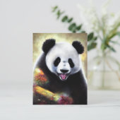 Raar uitziende Panda Beer AI Art Briefkaart (Staand voorkant)