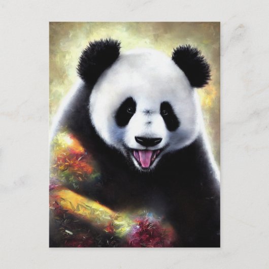 Raar uitziende Panda Beer AI Art Briefkaart (Voorkant)