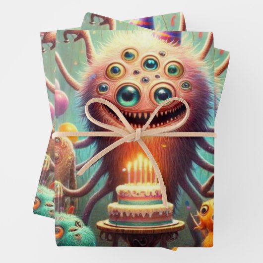 Raar verjaardagsfeestje inpakpapier vel (In situ)