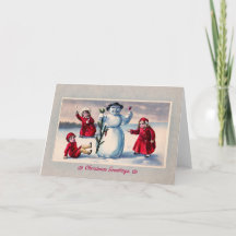 Raar Vintage Sneeuwman Toast Kerst Groeten