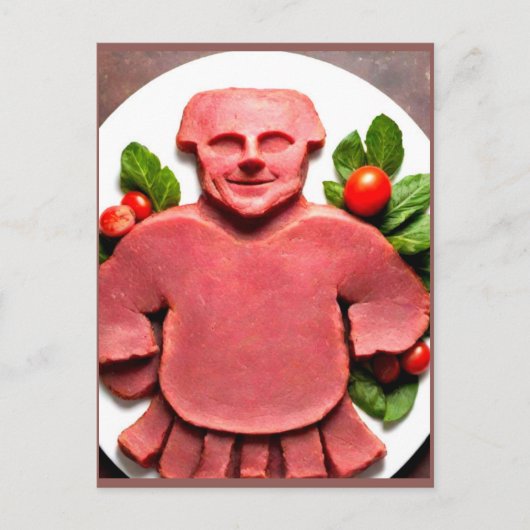 Raar Vlees Man op Platter Briefkaart (Voorkant)