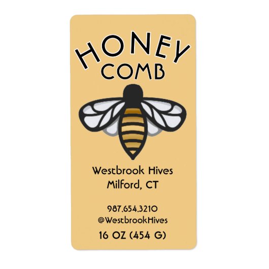 Raat honingraat met gele HONEYCOMB label (Voorkant)