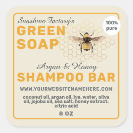 Raatzeepblok Honingraat Geel Vierkante Sticker