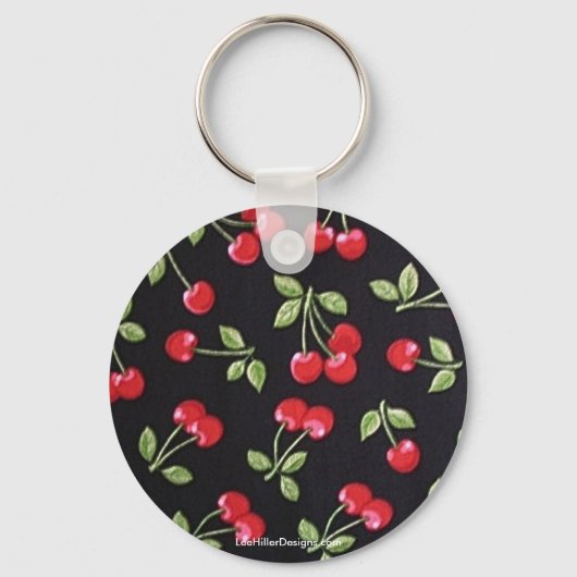 rab billy Rockabilly Red Cherries op Black Gifts Sleutelhanger (Voorkant)