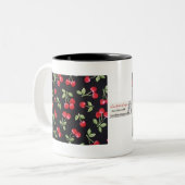 rab billy Rockabilly Red Cherries op Black Gifts Tweekleurige Koffiemok (Voorkant links)