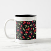 rab billy Rockabilly Red Cherries op Black Gifts Tweekleurige Koffiemok (Links)