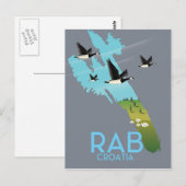 Rab Coratia vintage stijl kaart (Voorkant / Achterkant)