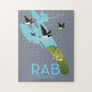 Rab Coratia vintage stijl kaart Legpuzzel