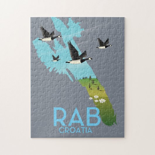 Rab Coratia vintage stijl kaart Legpuzzel (Verticaal)