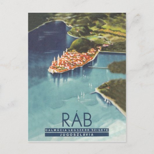 Rab isle, Dalmatia, Kroatië, oud poster Briefkaart (Voorkant)