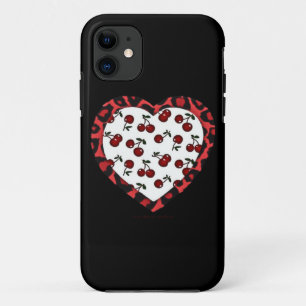 RAB-kersen Leopard Print Heart Rockabilly iPhone 11 Hoesje