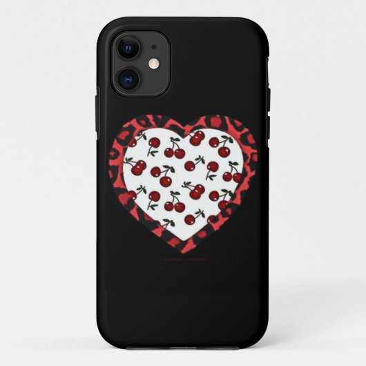 RAB-kersen Leopard Print Heart Rockabilly Case-Mate iPhone Case (Achterkant)