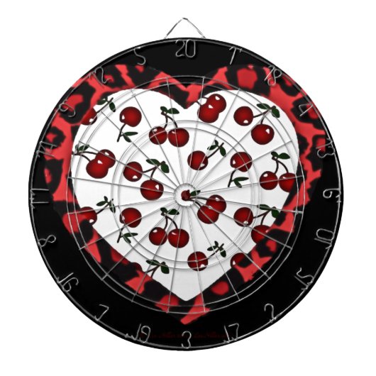 RAB-kersen Leopard Print Heart Rockabilly Dartbord (Voorkant)