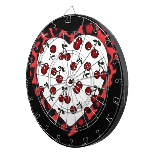 RAB-kersen Leopard Print Heart Rockabilly Dartbord (Voorkant Rechts)