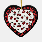 RAB-kersen Leopard Print Heart Rockabilly Keramisch Ornament (Voorkant)