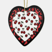 RAB-kersen Leopard Print Heart Rockabilly Keramisch Ornament (Links)